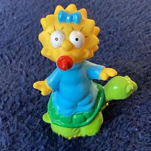 Vintage - 1990 Maggie Simpson Standing on a Turtle Rubber Action Figure